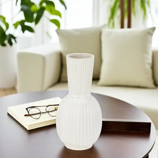 Vase 20cm rayé blanc