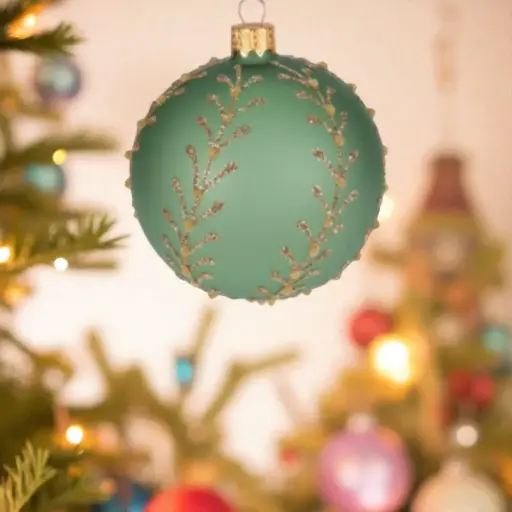 Boule de noel 80mm vert  2