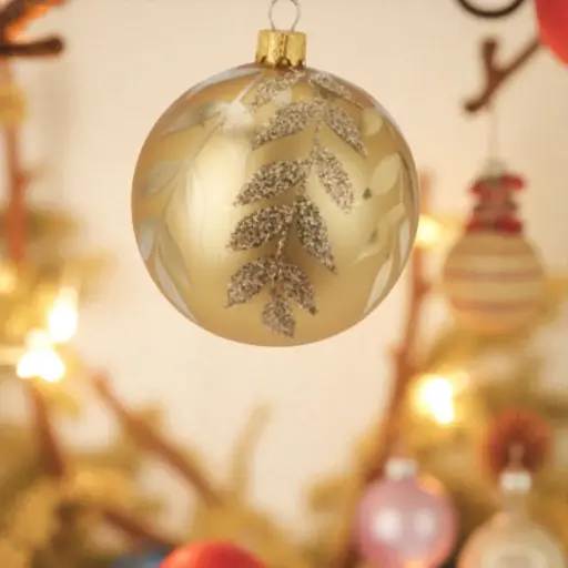 Boule de noël en verre 80mm doré
