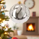 Boule de noël verre 80mm argenté 