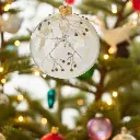 Boule de noël en verre 80mm transp feuilles en gouttes