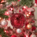 Boule de noël 80mm rouge paill