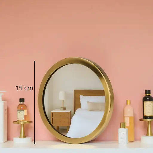 Miroir métal bord d'or rond