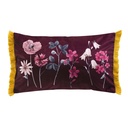 Coussin dehoussable franges 30 x 50 cm velours imprime florabella des. place