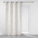 Rideau a oeillets 140 x 260 cm polyester imprime metallise belflor blanc/or