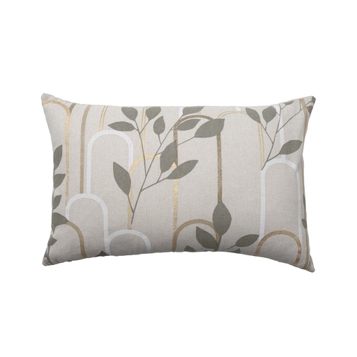 Coussin dehoussable compresse 40 x 60 cm polycoton imprime metallise roseris