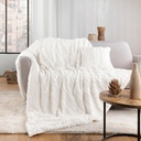 Plaid 180 x 220 cm imitation fourrure/sherpa foxy naturel