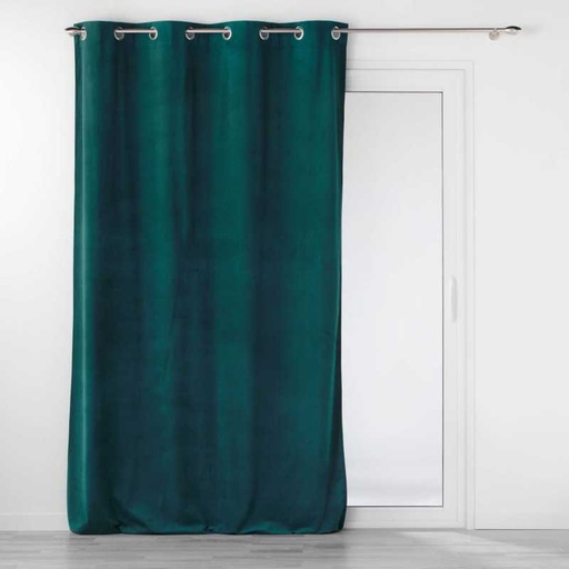 Rideau a oeillets 140 x 260 cm velours relief velouriane emeraude
