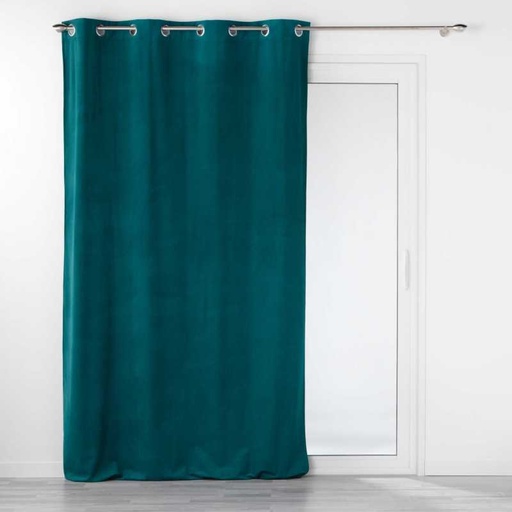 Rideau a oeillets 140 x 260 cm velours relief velouriane petrole