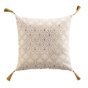 Coussin dehoussable compr. pompons 40 x 40 cm coton imp. metallise rafina des. place