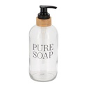Distributeur savon verre/bambou pure soap 500 ml - transparent