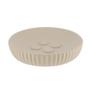 Porte savon polyresine rond striee - taupe
