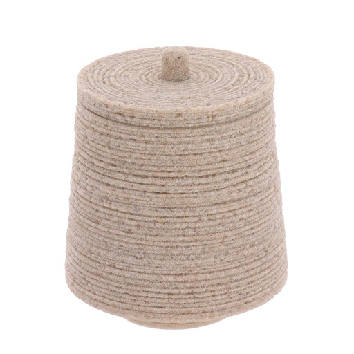 Boite a coton polyresine effet sable - naturel