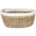 Panier ovale coton/matiere vegetale 21x16x9 cm - naturel/blanc