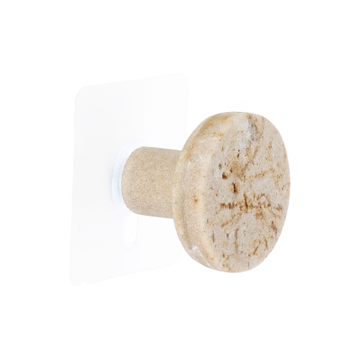 Patere polyresine d4.5cm sur sticker - facon travertin