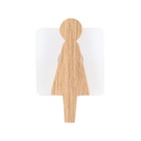 Plaque de porte wc en acacia modele femme sur sticker - naturel