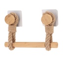 Derouleur papier wc bambou + lanieres en corde sur sticker - naturel