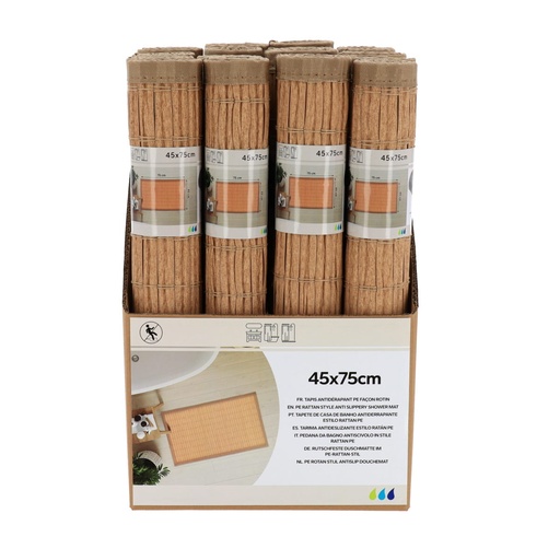 Box tapis façon rotin antidérapant 45x75 cm - naturel