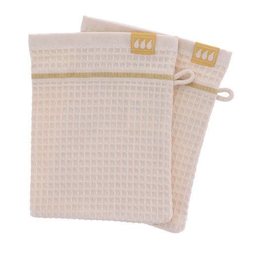 Set de 2 gants de toilette 15x21cm 100% coton nid d abeille - beige