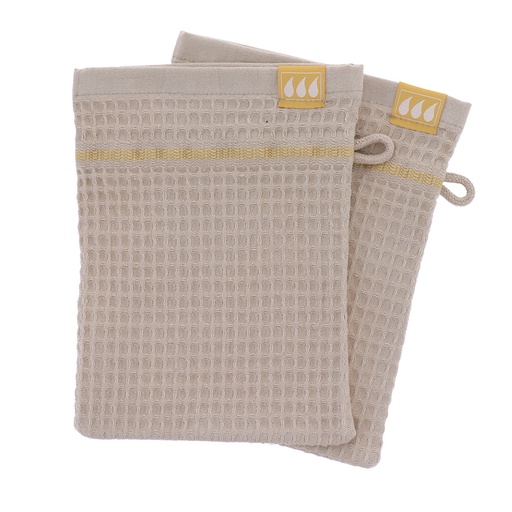 Set de 2 gants de toilette 15x21cm 100% coton nid d abeille - taupe
