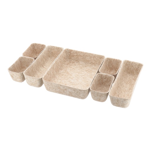 Organisateur de tiroir en feutrine avec 7 paniers de rangement - beige