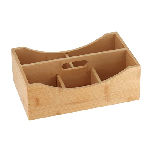 Organisateur en bambou a 5 compartiments avec poignee - bambou