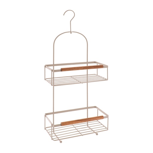 Serviteur rectangulaire metal 2 niveaux avec crochet / deco acacia - beige