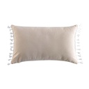 Coussin dehous. pompons 30 x 50 cm coton uni audrey lin