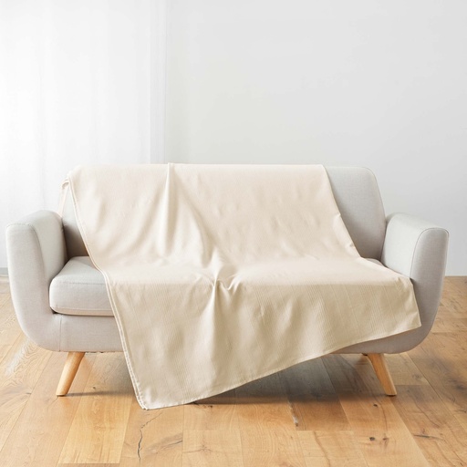 Plaid 180 x 220 cm polycoton uni lucile naturel