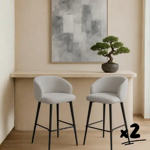 Lot de 2 chaises de bar vanille - "Noha"