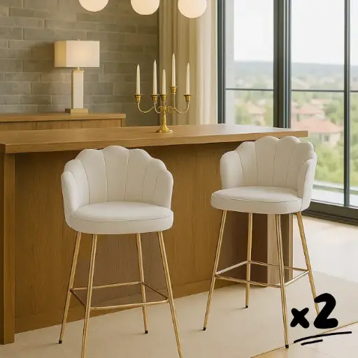 Lot de 2 chaises de bar Louna - Lin