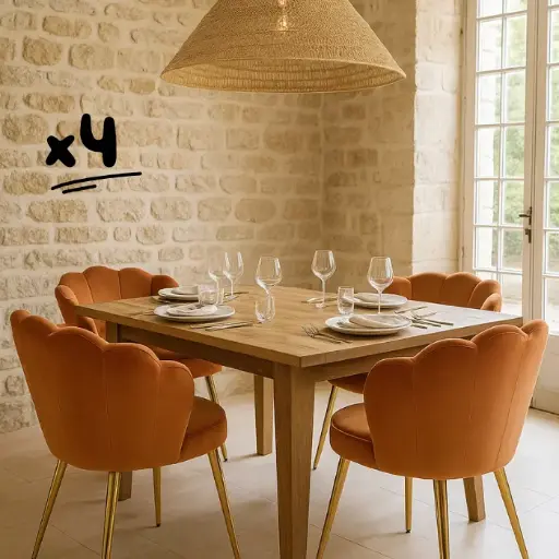 Lot de 4 chaises de salle à manger rouille - "Louna"