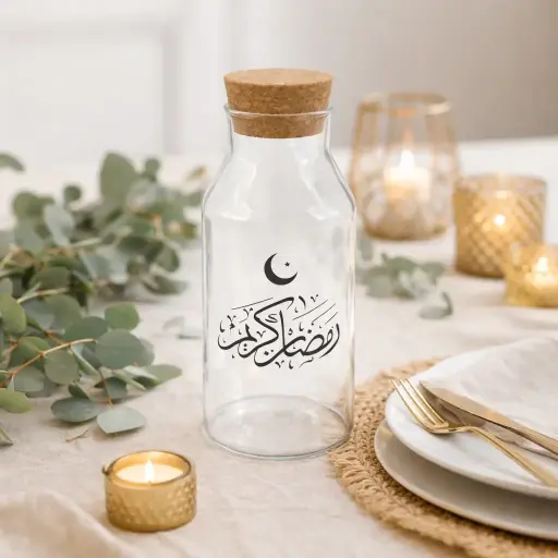 Bouteille Eid en verre avec couvercle - 800ml 4254