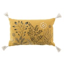 Coussin dehous compr pomp 30x50 cm coton recycle imp grs suzanne jaune des place