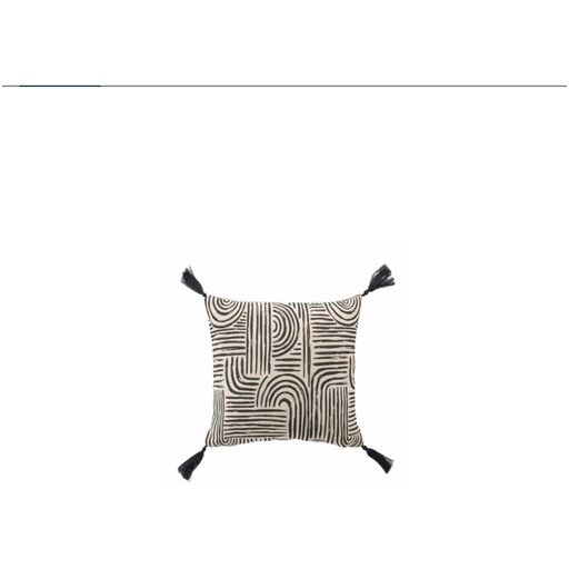 Coussin dehous. compr. pompons 45 x 45 cm polycoton imprime pandore noir