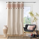 Rideau a oeillets 140 x 240 cm polycoton uni+top imp+pompons isalina terracotta