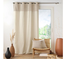 Rideau a oeillets. 140 x 240 cm polyco.+top bouclette unie tessa beige