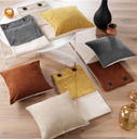 Coussin dehous. compresse 45 x 45 cm bouclette uni/polyco. uni tessa camel