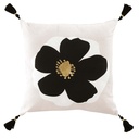 Coussin dehous. compr. pompons 45 x 45 cm coton imprime or issey des. place