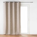 Rideau a oeillets 140 x 260 cm occultant imprime metallise eclat taupe