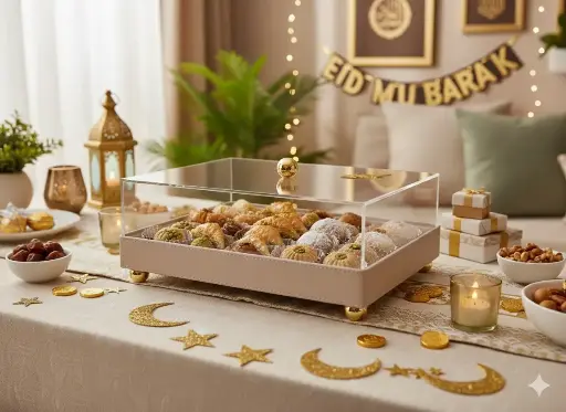 Présentoire rect simili avec cloche 30*20*16.5 cm