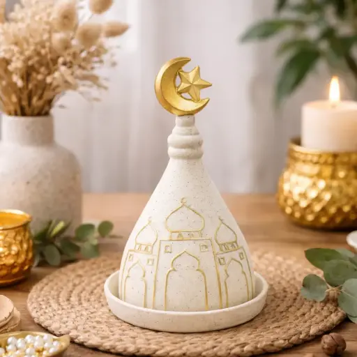 coupelle a cloche resine motif mosquee  16.5*16.5*27.5