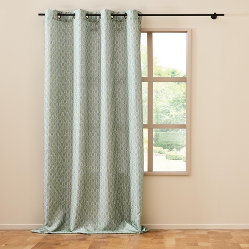 Rideau a oeillets 140 x 260 cm polyester imprime metallise piana sauge