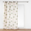 Rideau a oeillets 140 x 240 cm polycoton imprime metallise lotus vert