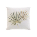 Coussin dehous. compresse 45 x 45 cm polycoton imp. metal. lotus vert des. place