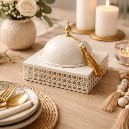 Plat a dome cannage carré 17*17*15cm - Ishra