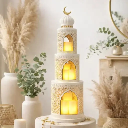 Photophore 3 niveaux ajouré rond 27*27*96cm - Rania