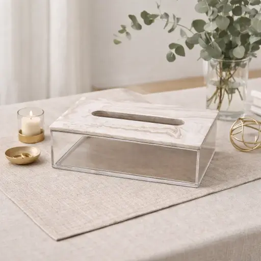 Boite a mouchoir effet travertin 13*23 - Adiel