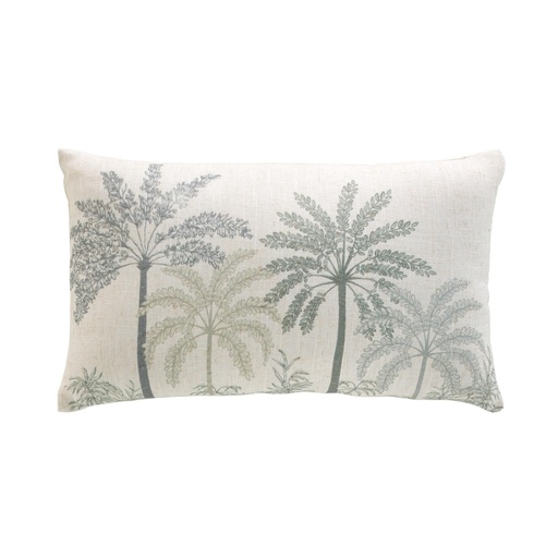 Coussin dehoussable compresse 30 x 50 cm polyester/lin imp palmea vert des place