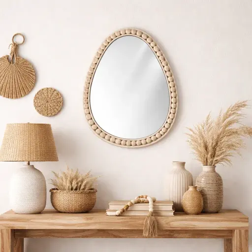 Miroir Blob Perles en bois